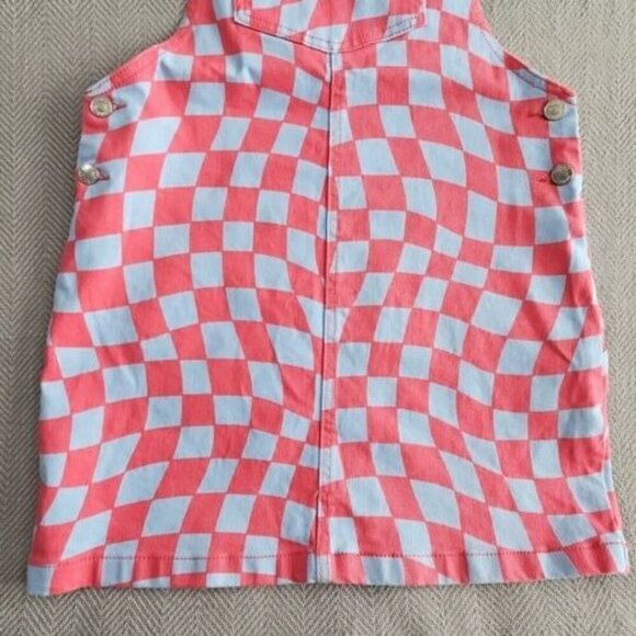 Forever 21 Denim Bib Overall Dress Women's Small Pink and Gray Checkerboard - Picture 9 of 10